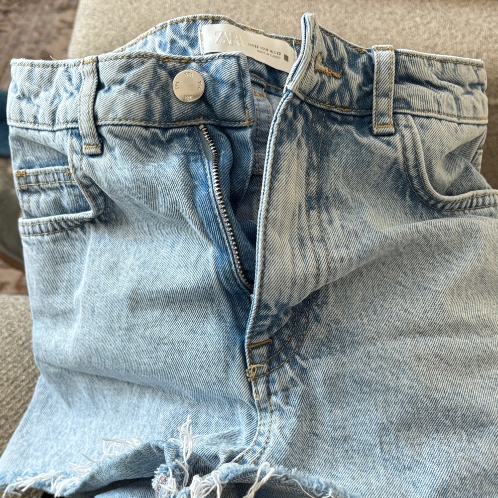 Zara Faded Blue Denim Shorts 0